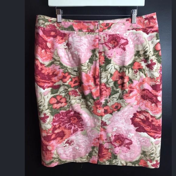 TALBOTS Garden Floral Straight Pencil Skirt pink green white flower abstract - Picture 3 of 6